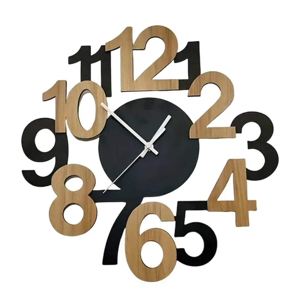 Hollow Letter Clock Silent Modern Clock Hollow Letter Wooden Wall Clock Modern Silent Analog Timepiece Easy-to-read for Room