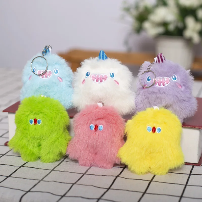 Cute Plush Monster Keychain Colorful Cartoon Toy Doll Pendant Keyring Car Backpack Accessories For Women Girls Creative Gifts