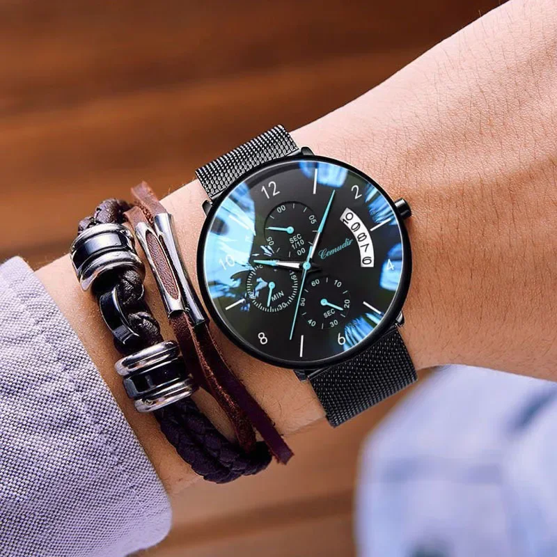 Orologi al quarzo da uomo minimalisti Fashion Ultra Thin Simple Men Business cinturino in maglia di acciaio inossidabile orologio da polso Relogio
