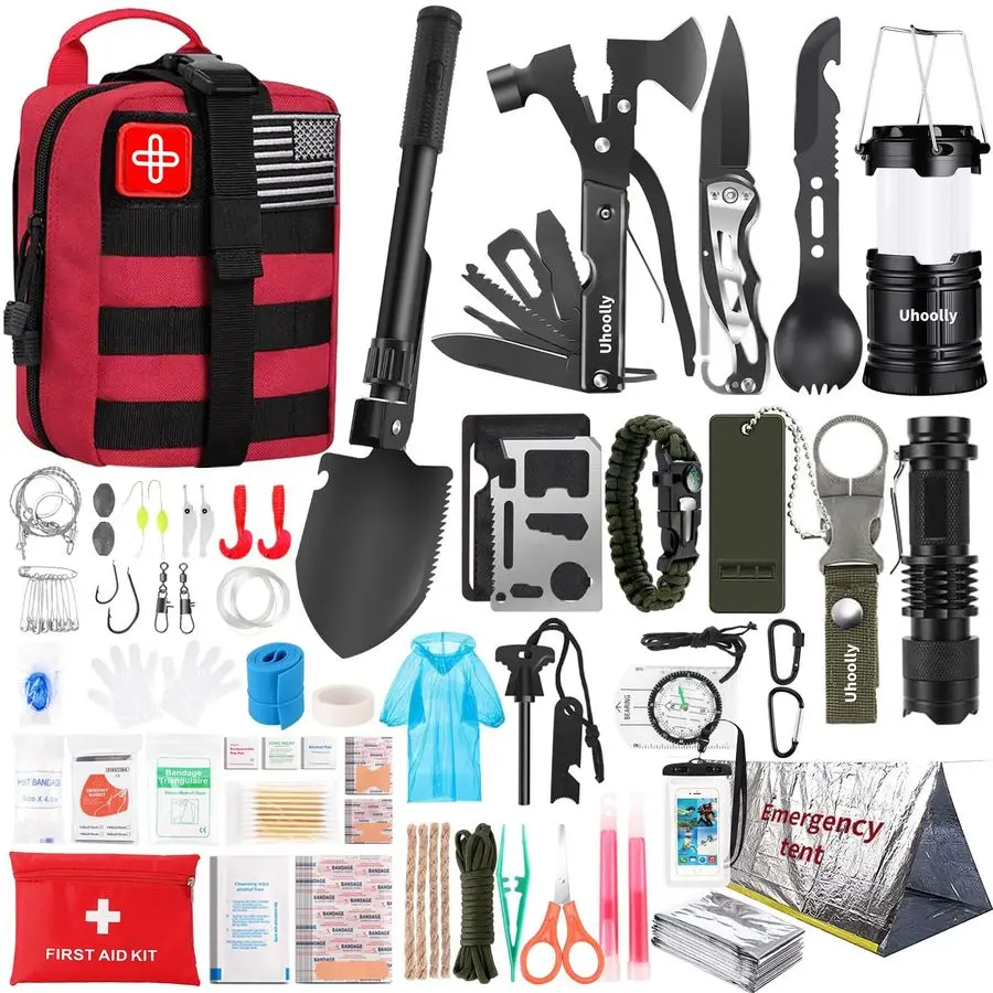 

Набор для выживания, подарки для мужчин, женщин, подростков и мальчиков, 252 предмета, мини-аптечка для автомобиля и дома, аварийный комплект с Moll.
