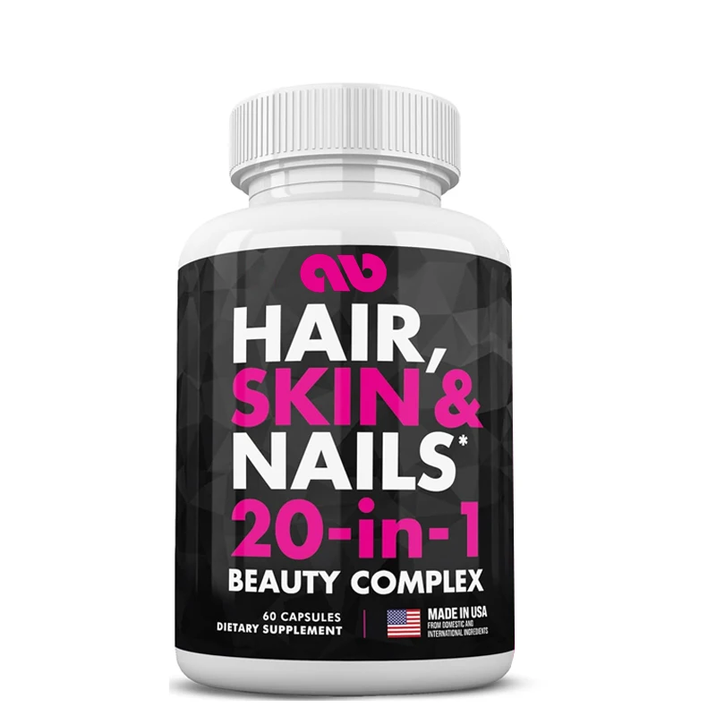 

Biotin, collagen, silica, hyaluronic acid, and keratin - Hair, skin, and nail vitamins-Women's and men's supplements-60 capsules