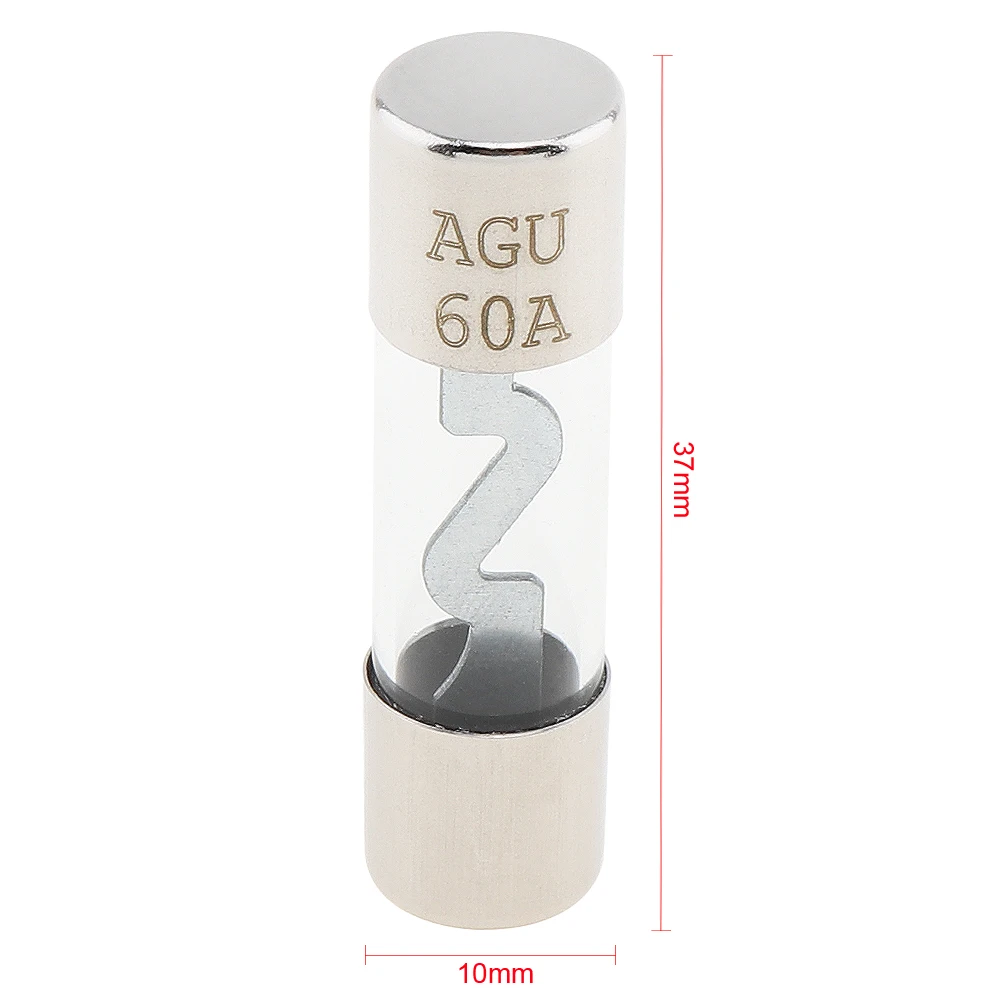 10ชิ้น Agu 60A เครื่องเสียงรถยนต์เครื่องขยายเสียงแก้วฟิวส์ชุบนิกเกิล