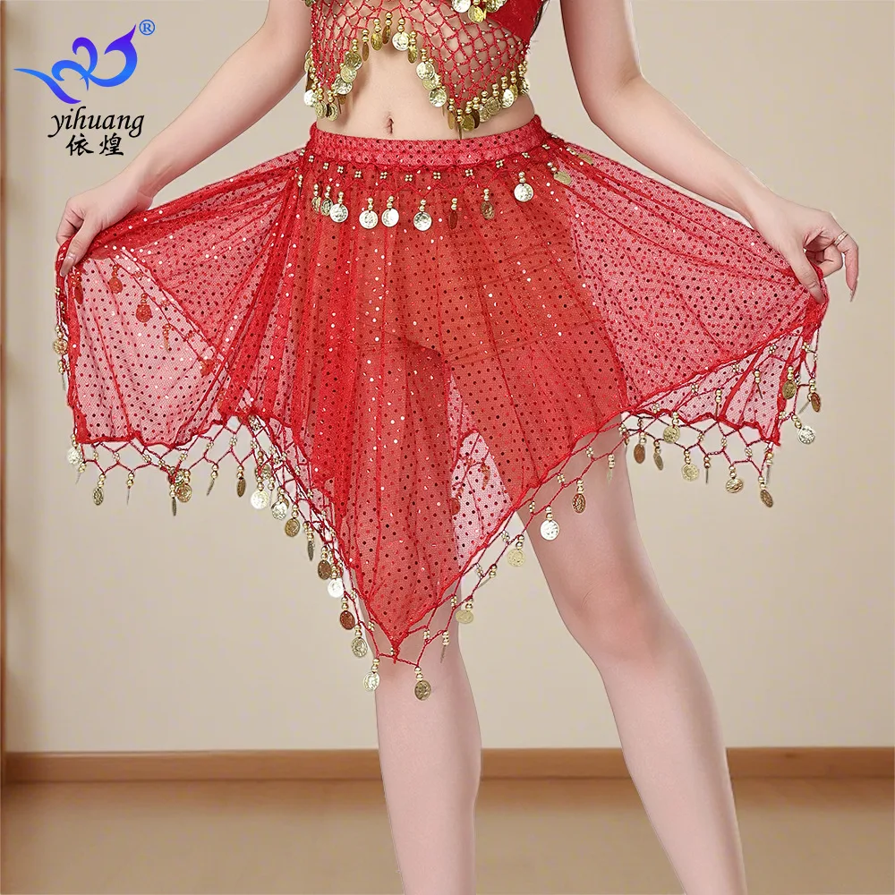 1개/세트 여성 패션 벨리댄스 짧은 치마 여성용 스팽글 코인 벨리댄스 공연용 치마