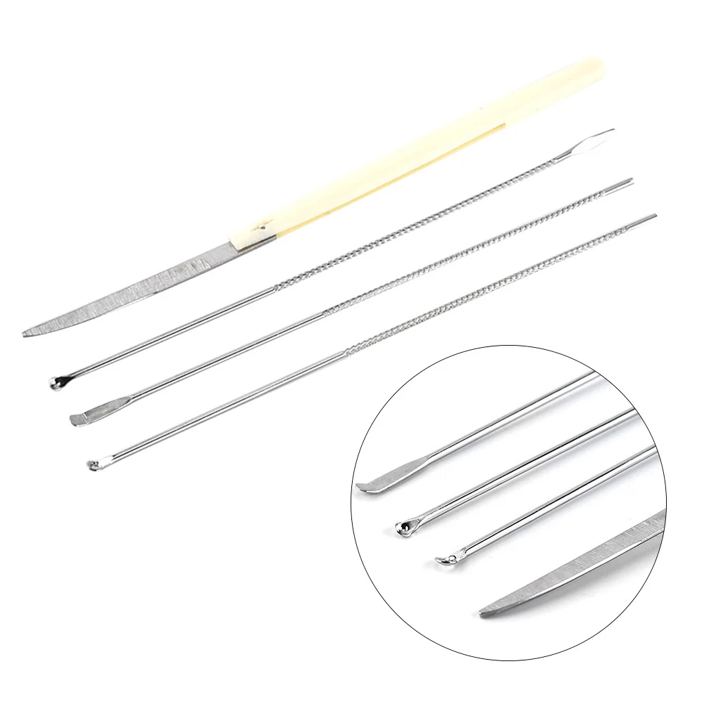 

4-х набор инструментов для ушей, ложка для ушей из нержавеющей стали, спиральная пружинная конструкция, эффективное средство для удаления ушной серы, легко чистится, эргономичная нескользящая ручка