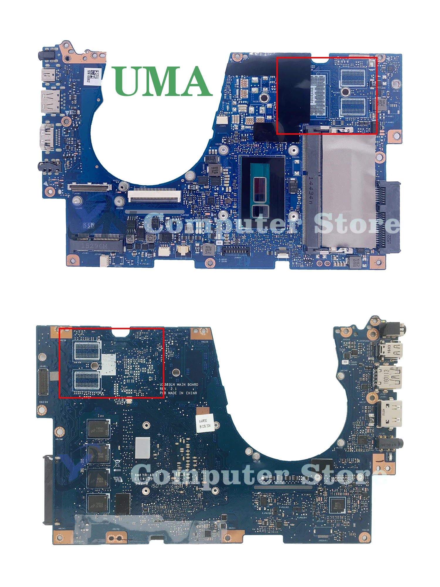 اللوحة الأم للكمبيوتر المحمول لـ ASUS ، UX303LN ، UX303LA ، UX303LB ، U303L ، RX303L ، BX303L ، I3 ، I5 ، I7 ، 4th ، 5g-ram ، UMA ، PM