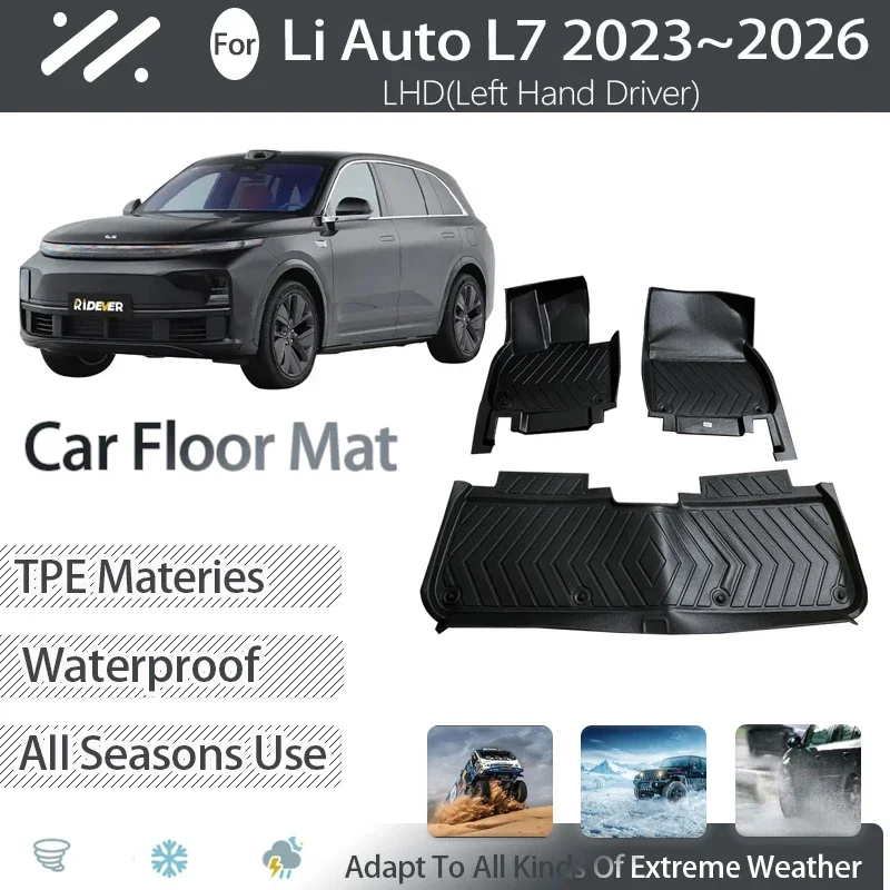 For Li Auto L7 Lixiang L7 2023 2024 2025 2026 Car Floor Mats TPE RugsWaterproof Pads LHD Foot Carpets Auto Intreior Accessories