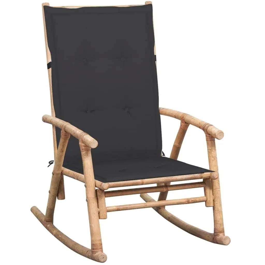 Comfortable Bamboo Rocking Chair with Cushioned Seat – Perfect for Relaxation!