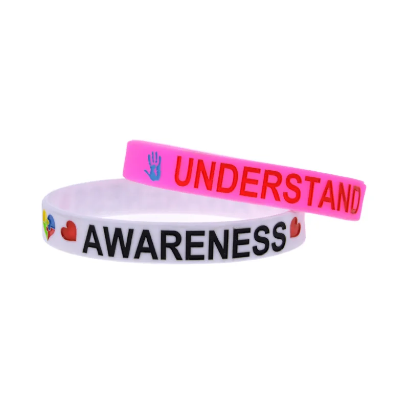 50 Pcs Autism Awareness Hope Love Silicone Bracelet Care and Hope Rubber Wristband Inspirational Bangle Adult Size