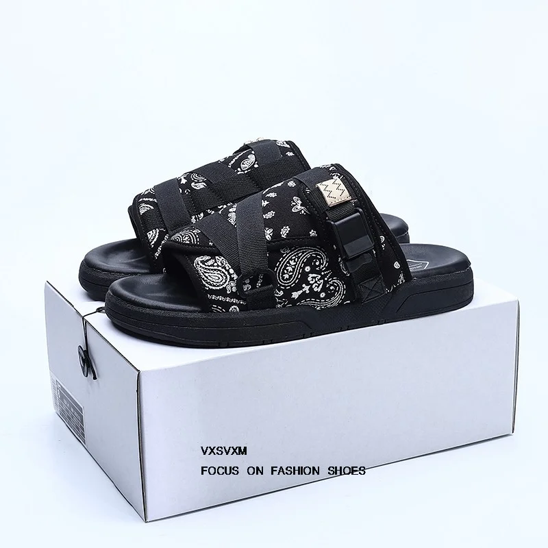 CHRISTO  VISVIM 2024 sandal selop atas reflektif untuk pria, sepatu kasual nyaman, sandal jepit pasangan, sepatu musim panas untuk pria