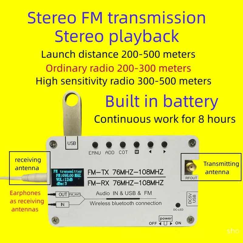 FFYY-Multi Functional FM Transmitter Bluetooth USB FM Transmitter FM Radio 76MHZ-108Mhz Receiving And Transmitting AUX Audio