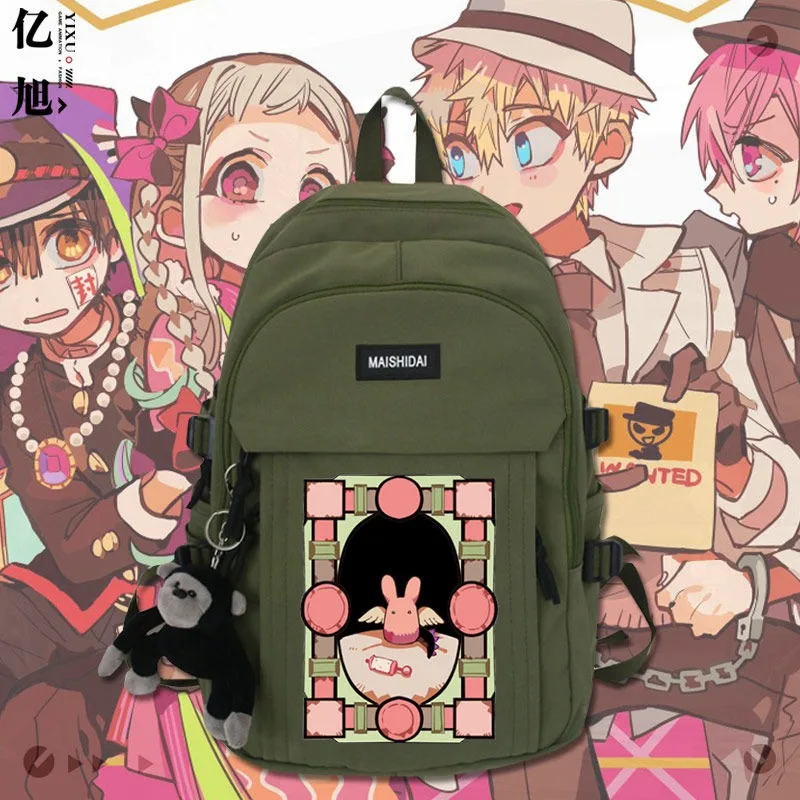 30×44×13cm Black White Green Red, Jibaku Shounen, Toilet-bound Hanako-kun, Kids Teens School Bags, Anime Backpacks Girls Boys