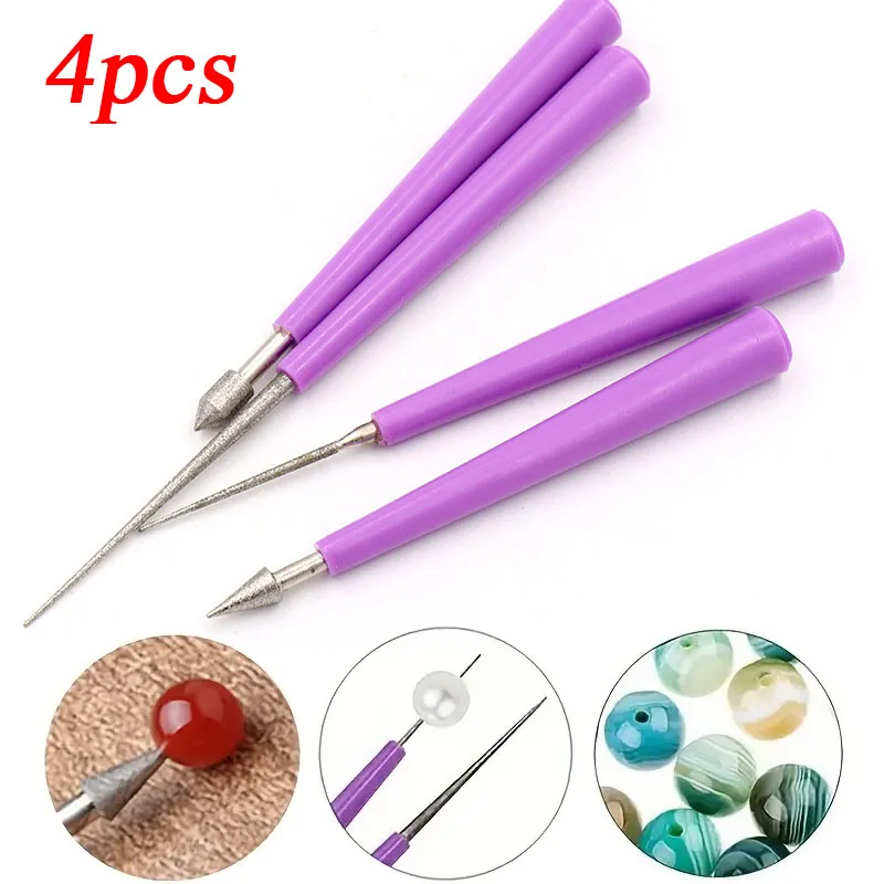 

4pcs/Set Diamond Hole Enlarger Tools Hole Expansion Needles Pearl Glass Bead Jewelry Manual Drilling Hand Tool DIY Supplies