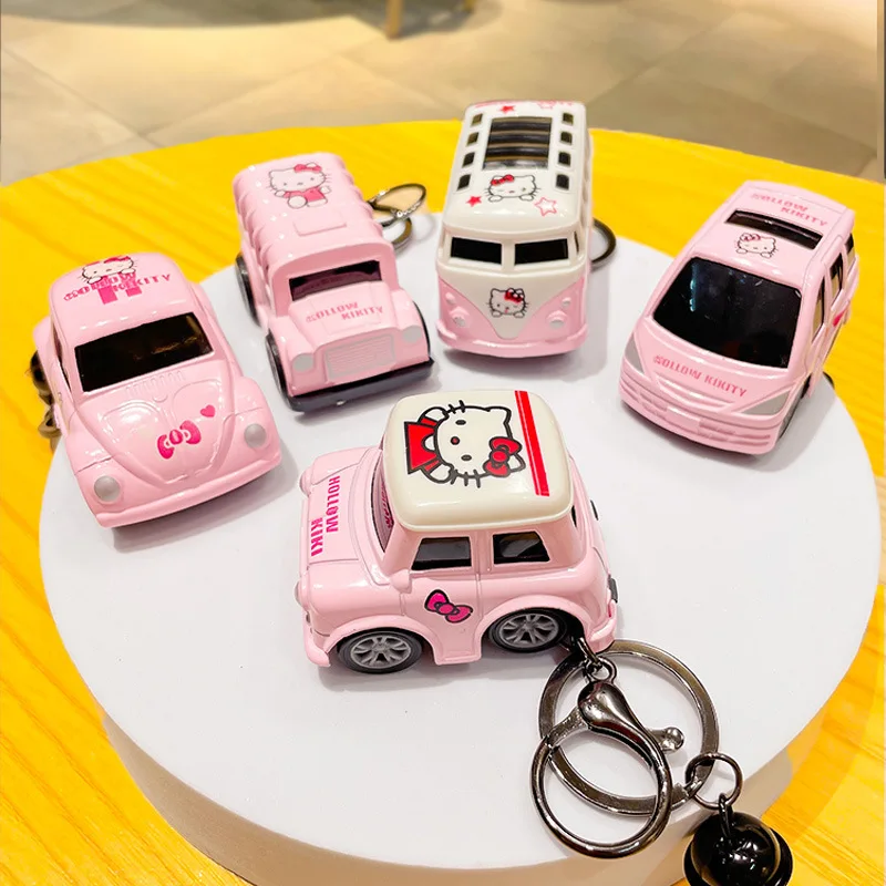 

Anime Sanrio Hello Kitty Keychain Alloy Pickup Truck Model Keyring Schoolbag Pendant Creative Car Ornament Accessories Kids Gift