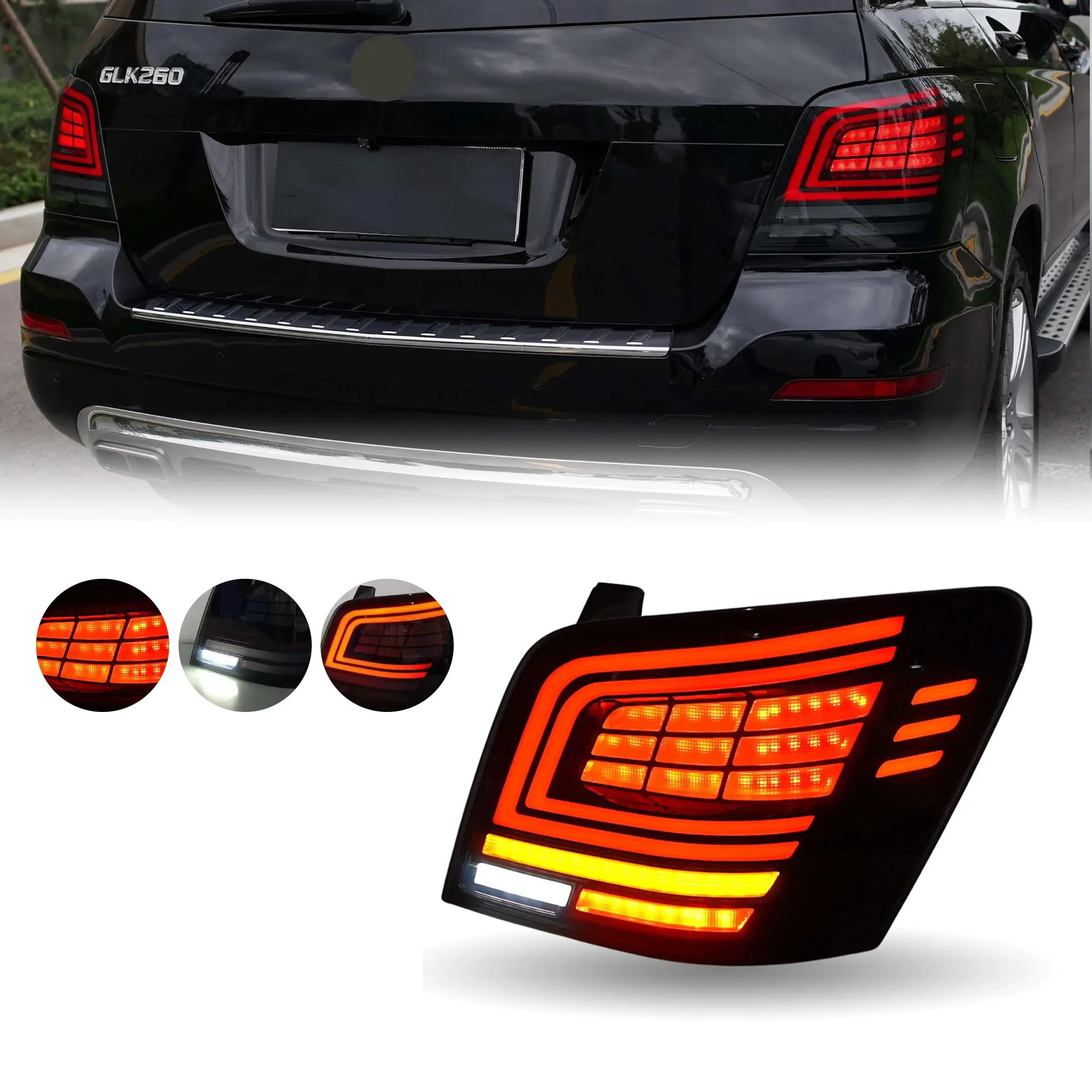 1 Pair LED Taillights For BENZ GLK W204 2007-2015 Car Rear Back Taillamps Automobile Tail Lights Assembly