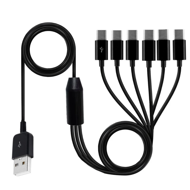 Kabel do ładowania USB 6 1 USB 2.0 do TypeC Linia danych USB do ładowania i synchronizacji 6 interfejsami Tpye-C Przewód do