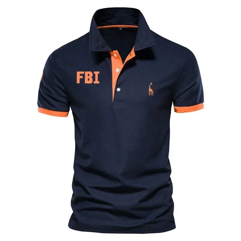 FBI Oversized T shirt Fashion color match luxury POLO shirt summer cotton European size men's clothing Business men's golf shirt