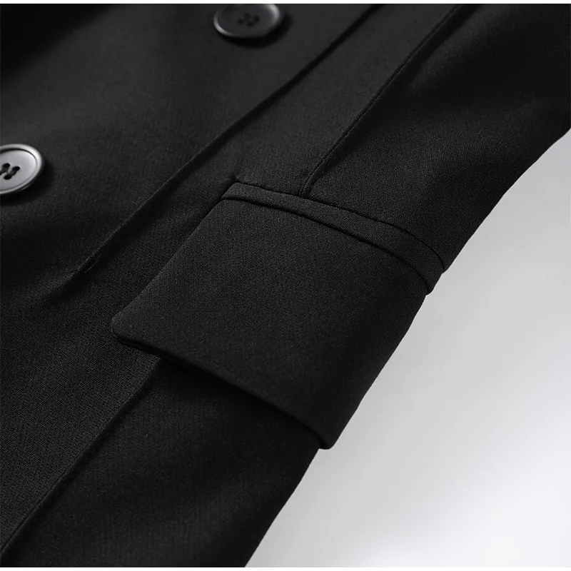 أنيقة السترة فستان أطفال مع سروال داخلي المرأة الصلبة الخامس الرقبة طويلة الأكمام زر معطف واسعة الساق بنطلون 2025 الخريف موضة مكتب ملابس للسيدات