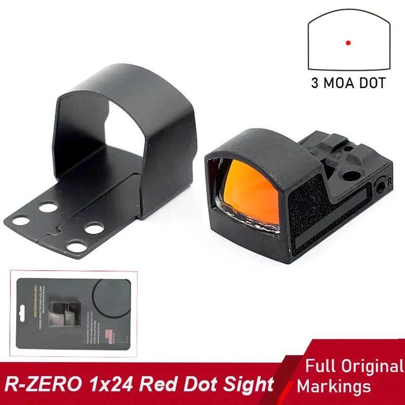 Tactical R-ZERO Red Dot Sight Shake-Awake Illuminated 1X24mm 3 MOA Scope Compact Lightweight Designed Mini Sights