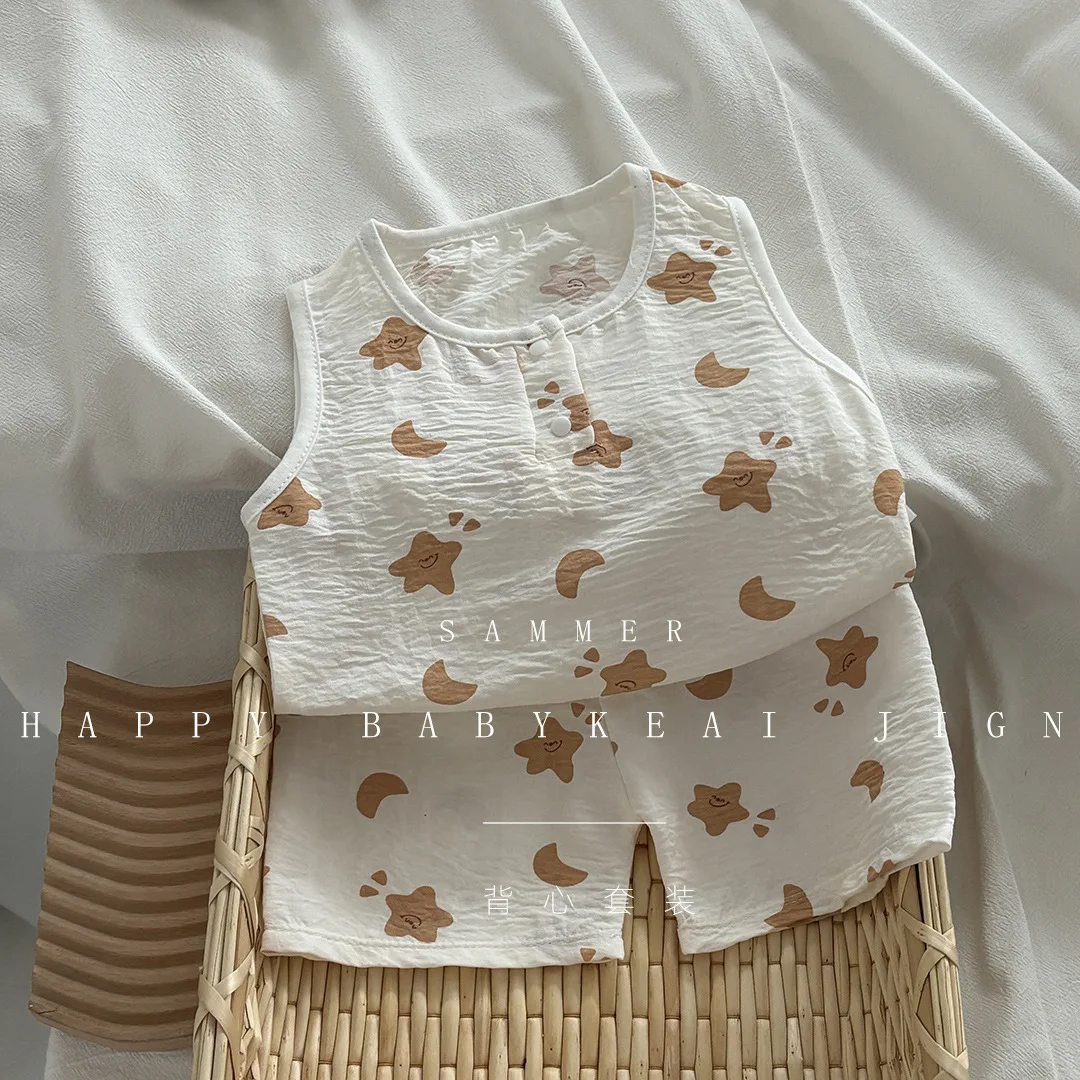 New Summer Korean Version Baby Casual Vest Shorts Two Pieces Set For Boys and Girls image 6