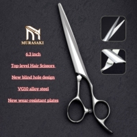 MURASAKI 6.3 inch Professional hair scissors,New-style blind hole design barber shears,VG10 Cobalt steel Barbershop accessorie