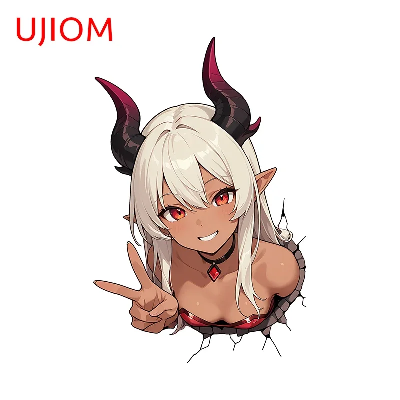 UJIOM Peeking Lovely Devil Girl Wall Sticker Trendy Interesting Chic Graffiti Decal Creative Personality Amusing Wallpapers