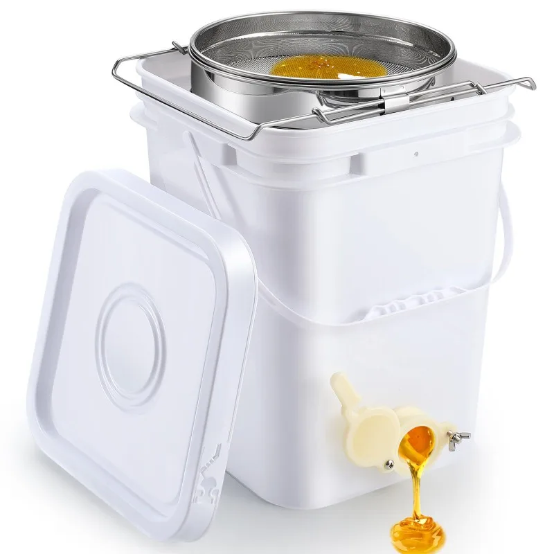 

Honey Bucket with Honey Flow Port Stainless Steel Filter Set Honey Extractor Equipment Beekeeping Supplies