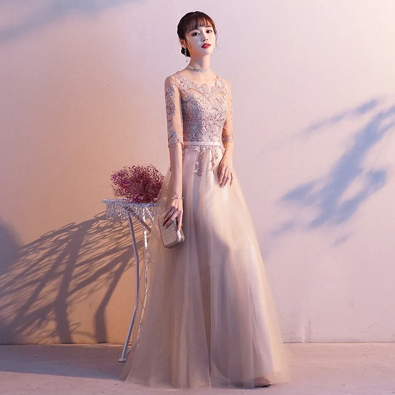 Vestidos de noite elegantes para mulheres 2026 novo outono banquete elegante reunião anual temperamento magro irmãs vestidos de dama de honra