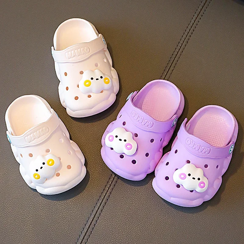 2-6Y Summer Baby Shoes Baotou Sandals Girl Boy Cartoon Unicorn Dinosaur Bear Child Pool Mules Slippers Cave Hole Slides Sandal