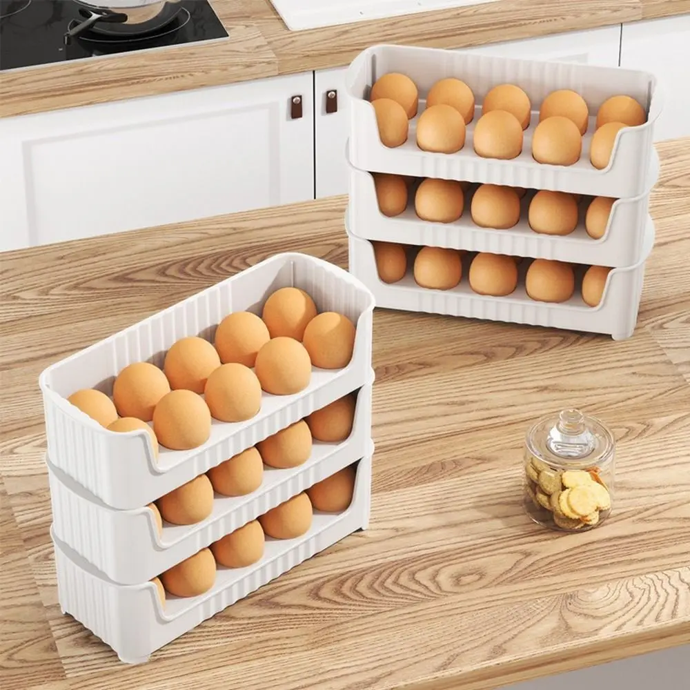 Refrigerator Side Door Egg Storage Tray Safe Material Fresh-keeping Egg Holder Organizer for Kitchen Fridge and Freezer