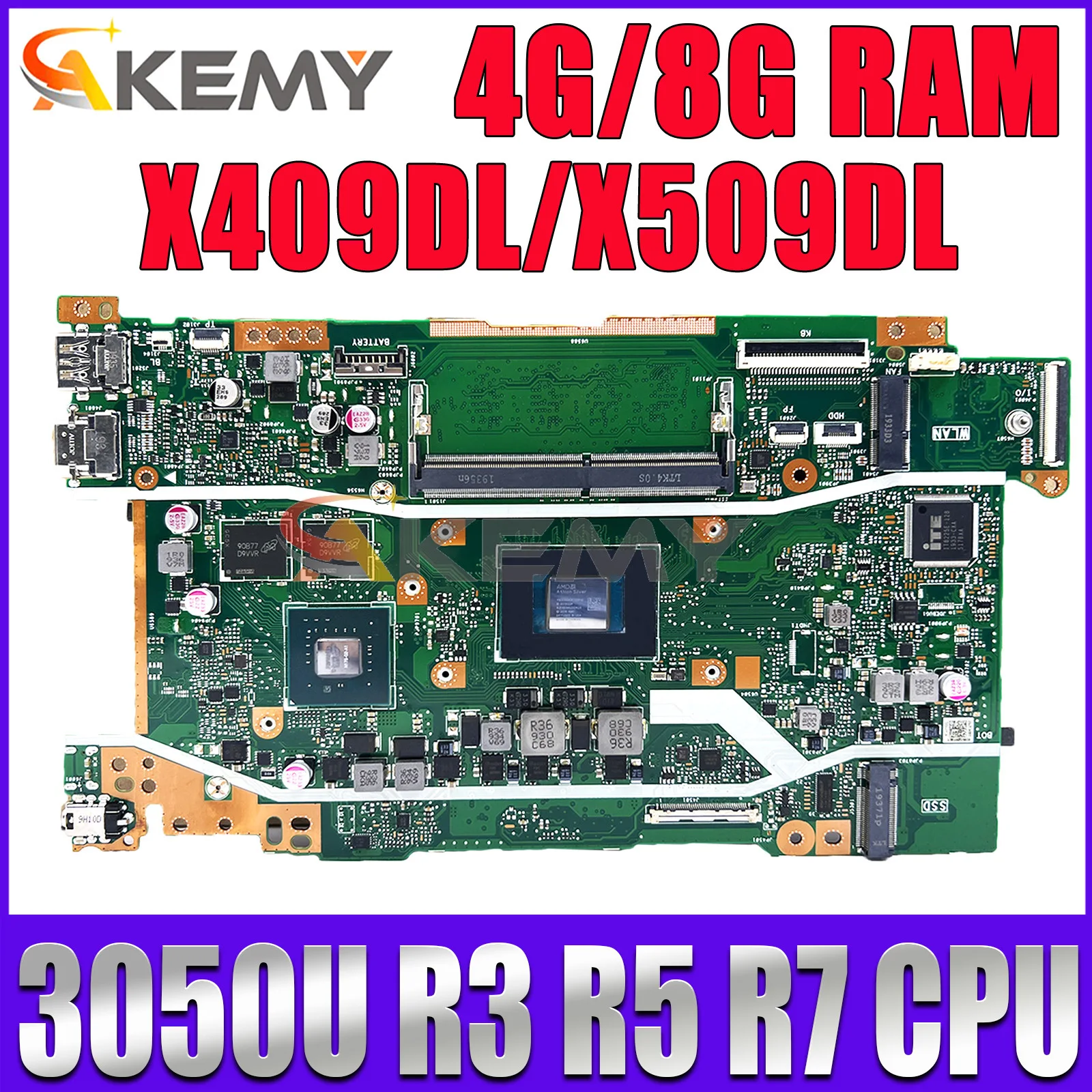 

X409DL Mainboard For X509DL X509DA X409DA X409DAP X509DAP X409DJ M409D X409D X509DJ Laptop Motherboard R3 R5 R7 CPU 4GB/8GB RAM