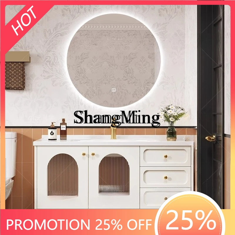 

FG красивый кремовый дубовый шкаф для ванной комнаты, комбинированный керамический встроенный умывальник, умывальник, лицевой шкаф, умывальник для унитаза