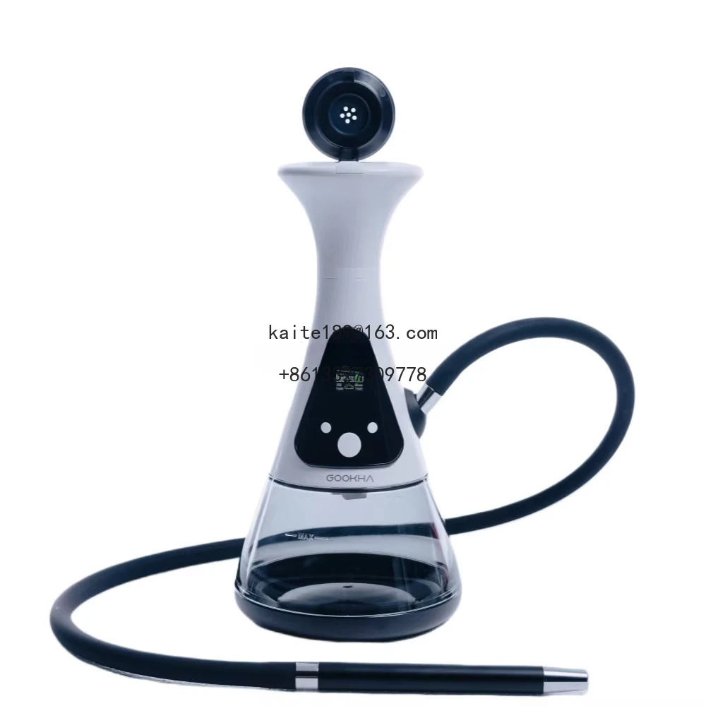 2025 الشيشة الكهربائية المحمولة الفاخرة عالية الجودة الفولاذ المقاوم للصدأ الشيشة معكوسة الزجاج استخدام مريح مجموعة الكبار هدية صندوق