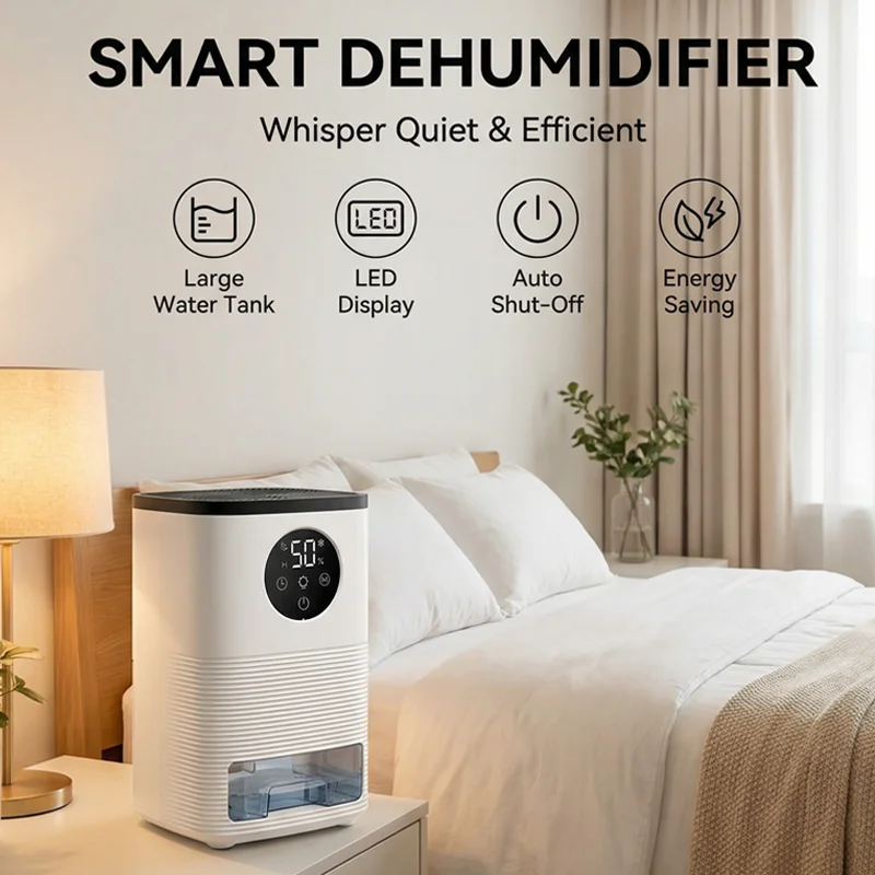 Pequeño deshumidificador doméstico para evitar humedad y deshumidificador de moho adecuado para baños y dormitorios en intervalos regulares