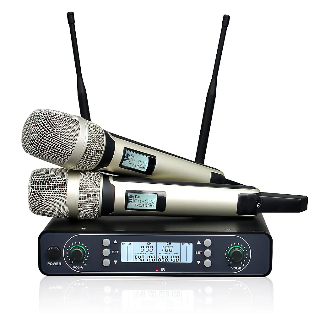

ERZHEN-Professional Wireless Microphone, High-End, Handheld Headset, Collar Clip, 9000G, Dual Channel, Stage Performance, Karaok