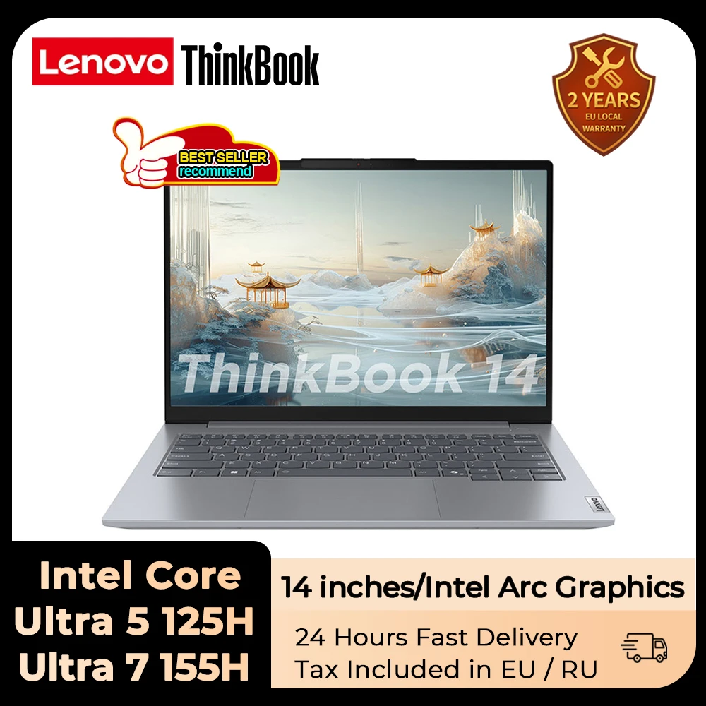 Lenovo Laptop ThinkBook 14 2024 Intel Core Ultra 5 /Ultra 7 Arc Graphics 16GB DDR5 1T SSD 14-inch 2.8k 120Hz Screen Notebook Pc