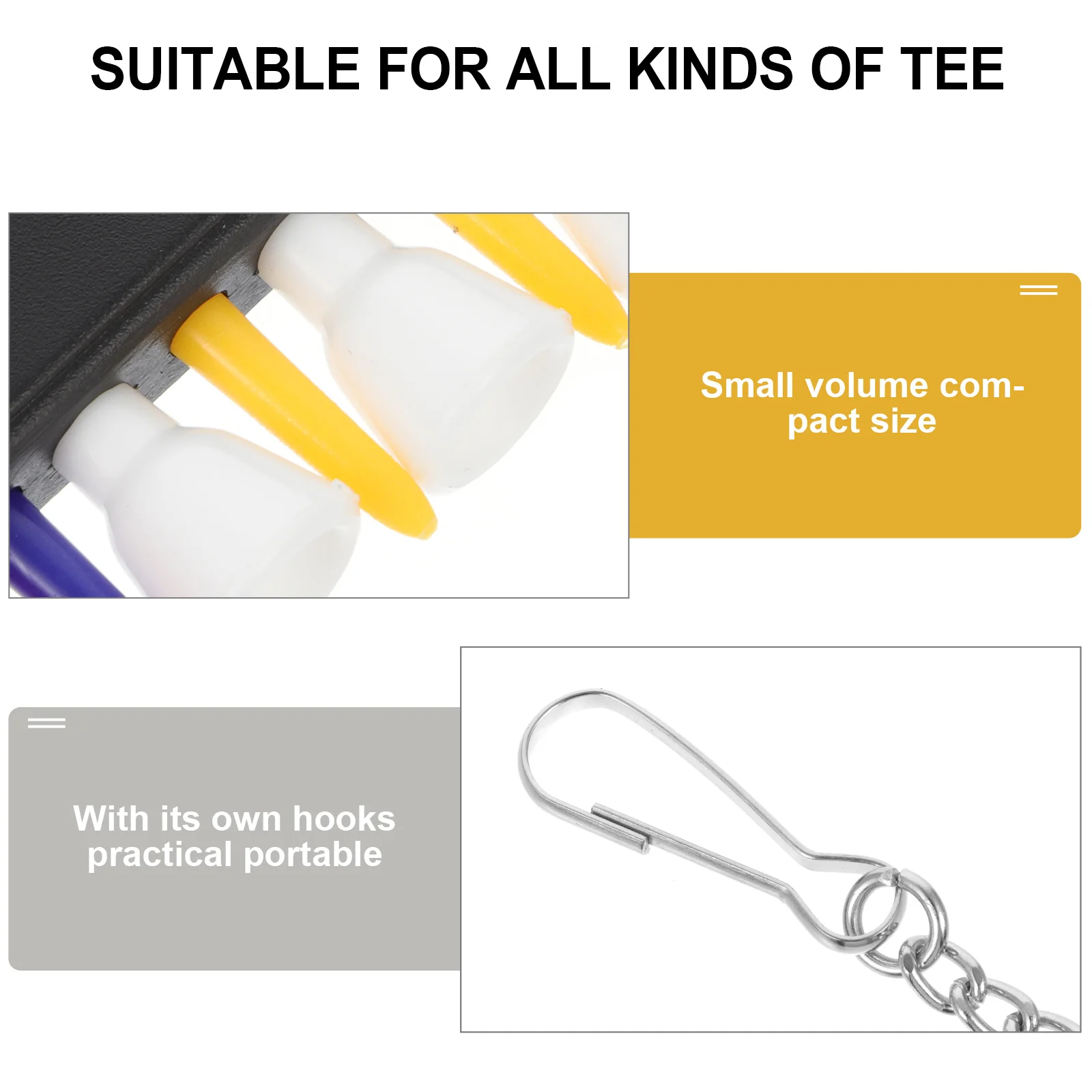 

2Sets Golfs Tee Holders Durable Plastic Portable Golf Accessories Compact Tee Holder with Hooks Golfs Accessory