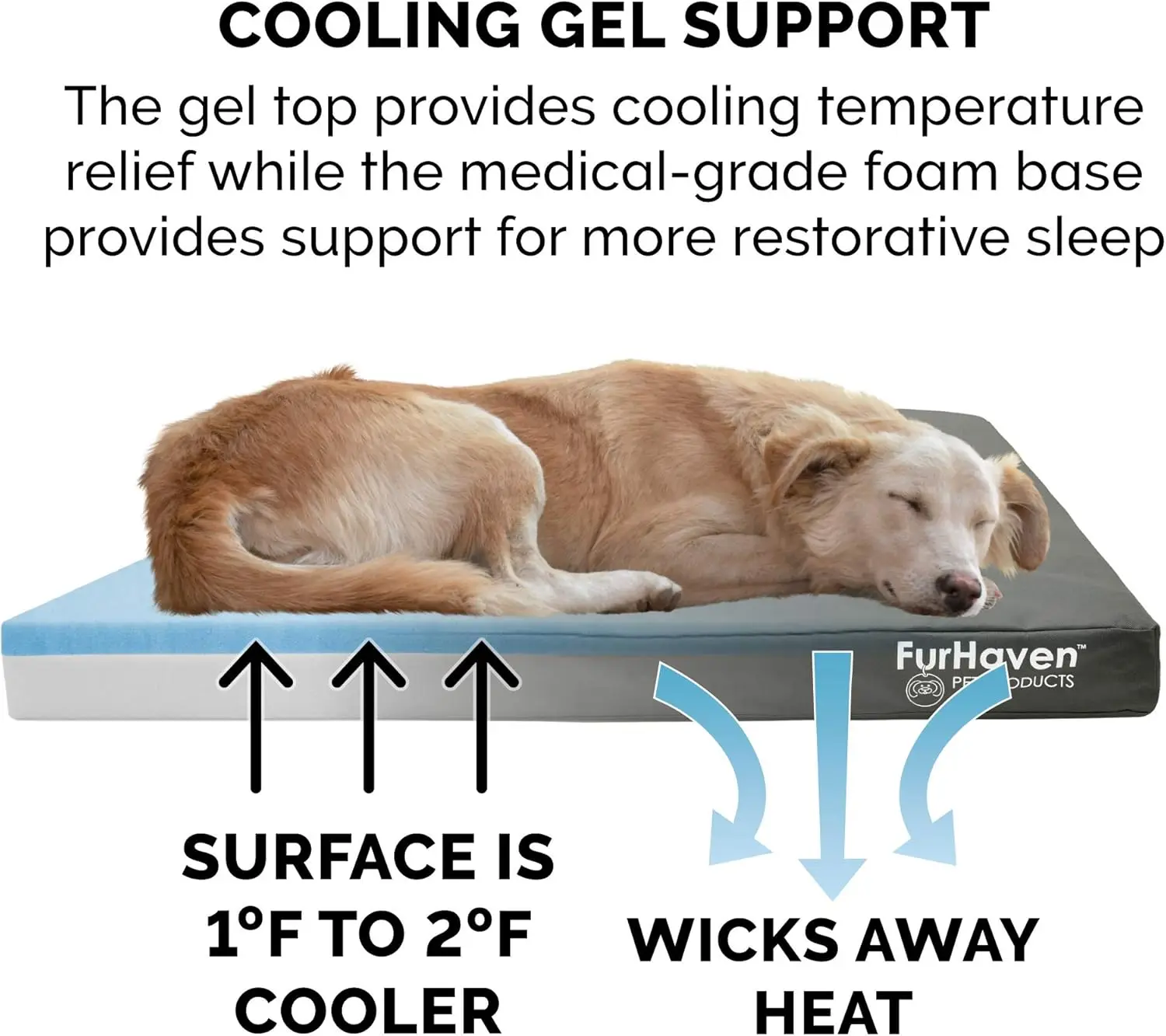Water-Resistant Cooling Gel Dog Bed For Large Dogs W/ Removable Washable Cover, For Dogs Up To 95 Lbs - Indoor/Outdoor Logo