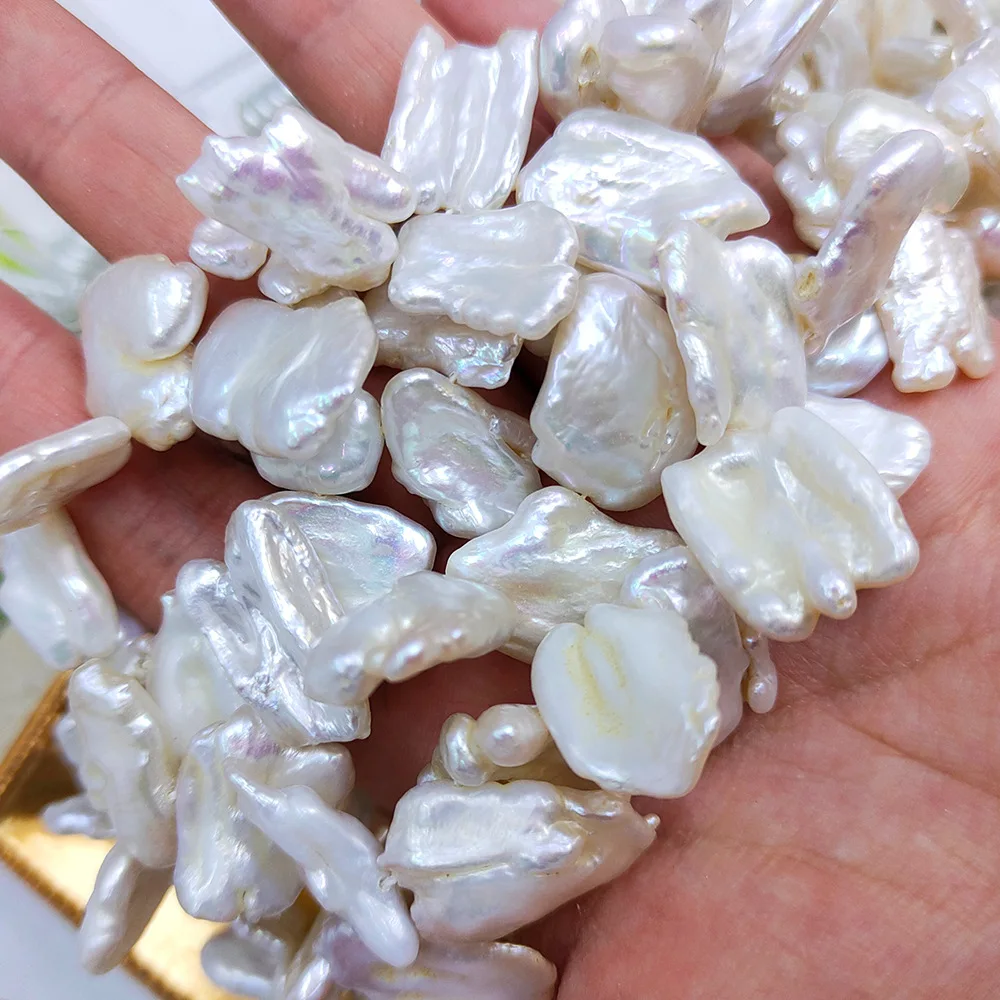 

9-10mm Natural Freshwater Pearl Beads Strand Baroque Big Flower Shape Pearl DIY Making Necklace Earrings Accessories