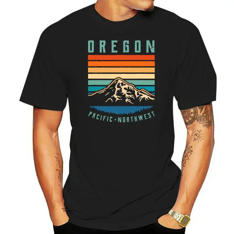 Oregon Retro T-Shirt Vintage Portland Home State Mountains TEE Shirt Full-figured