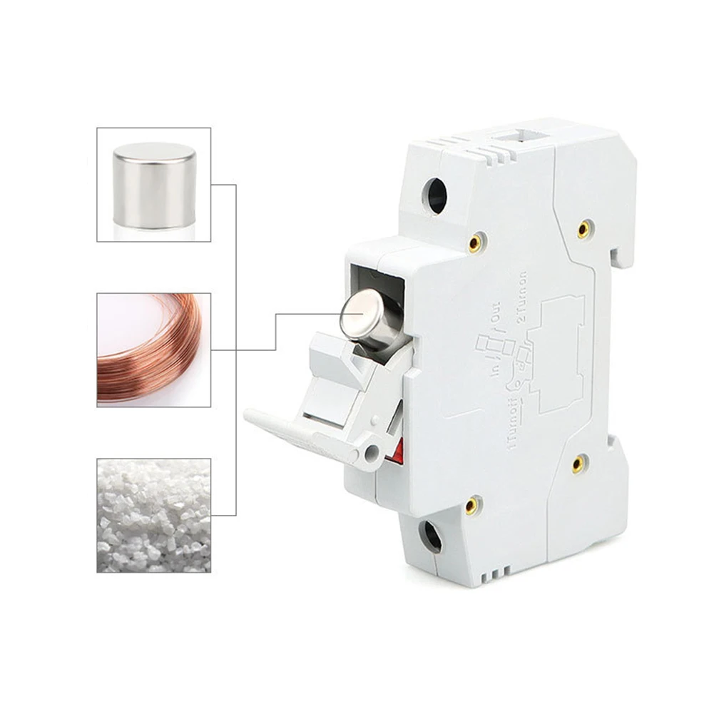 RT1863X 1P 63A Fuse Base Featuring LED Light for 14x51mm Fuse DIN Rail Mounted Copper Terminal Flame Retardant Housing