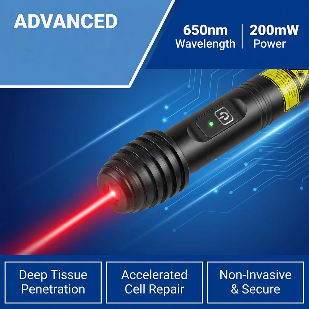 Frovab 650nm 200mW Needle-Free Laser Acupuncture Device Portable Red Light Therapy Acupoint Stimulator Massager for Pain Relief
