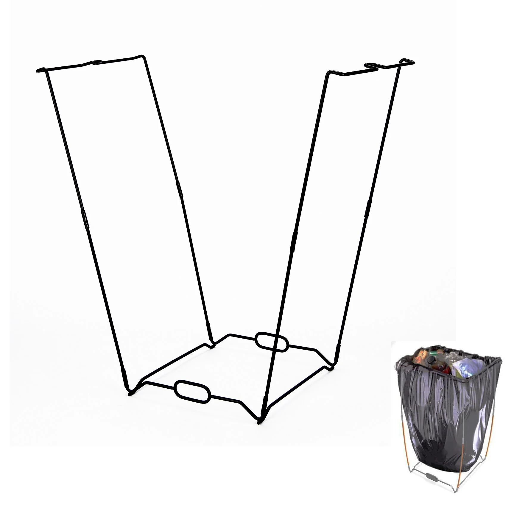 

Trash Bag Holder Stainless Steel Support Stand Collapsible Trash Bag Organizer 13 Gallon Plastic Bag Holder