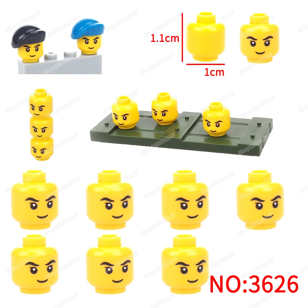 Yellow Head Smile Expression Building Block 3626 Printed Tiles Moc Figures Mood Match Component Scenes Model Child Gift Diy Toys