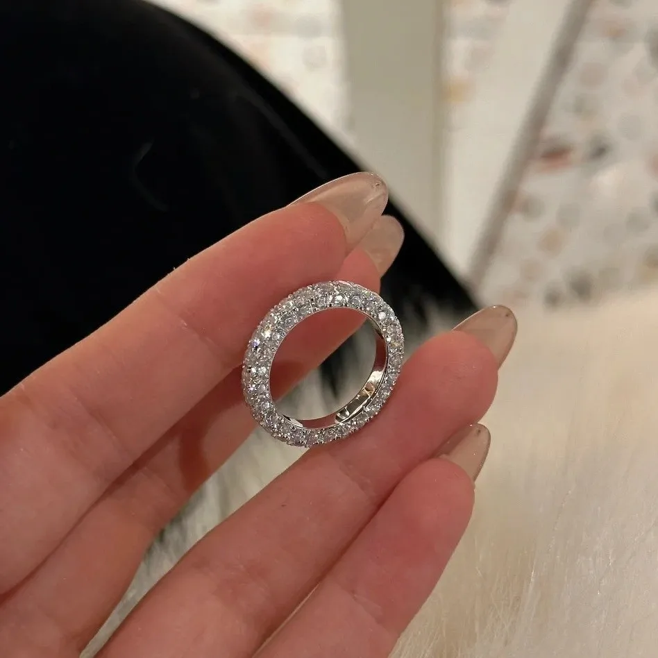 S925 Sterling Silver All-Around Diamond Starry Ring Korean Vintage French Stackable Ring For Women Wholesale
