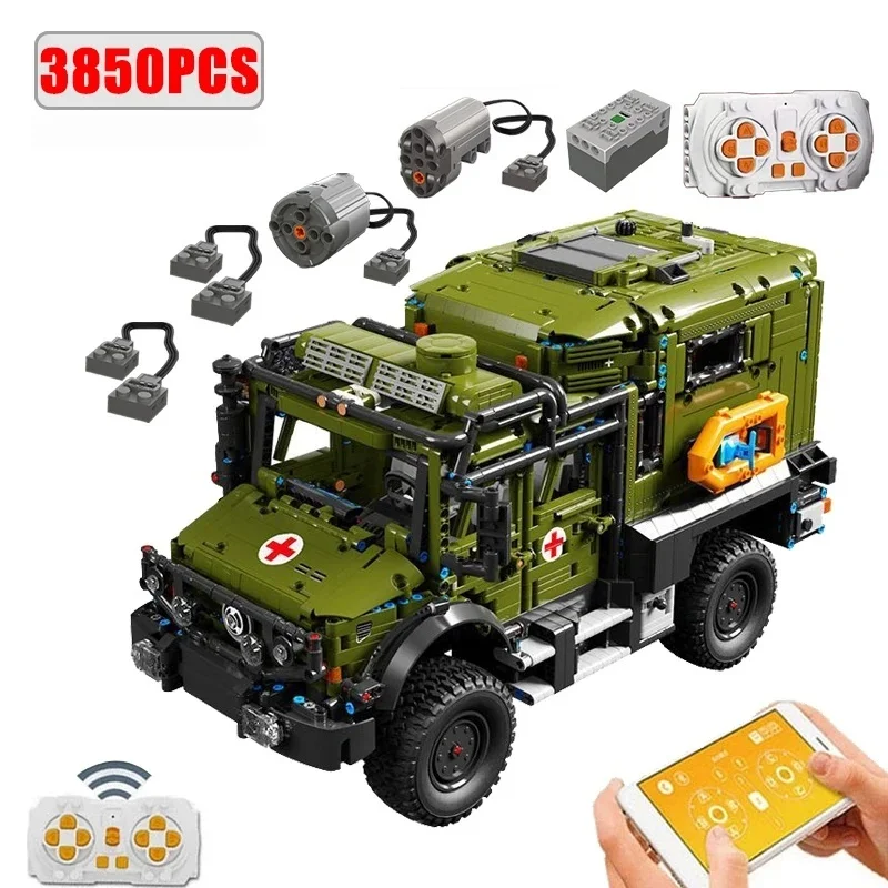 3850PCS Off Road Ambulance Bouwstenen Off Road Voertuig Auto Model Technologie Bricks Kinderen Educatief DIY Speelgoed Verjaardagscadeautjes