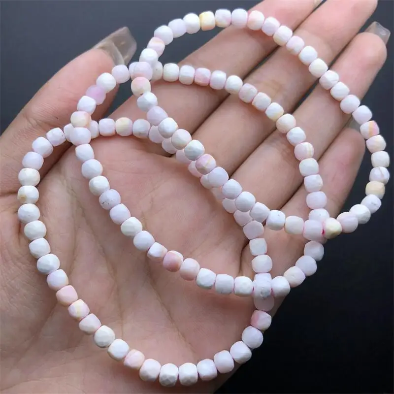 4MM Natural Aliger Gigas Cube Bracelet Handmade Crystal Quartz Jewelry Stretch Bangle Children Birthday Gift 1PCS