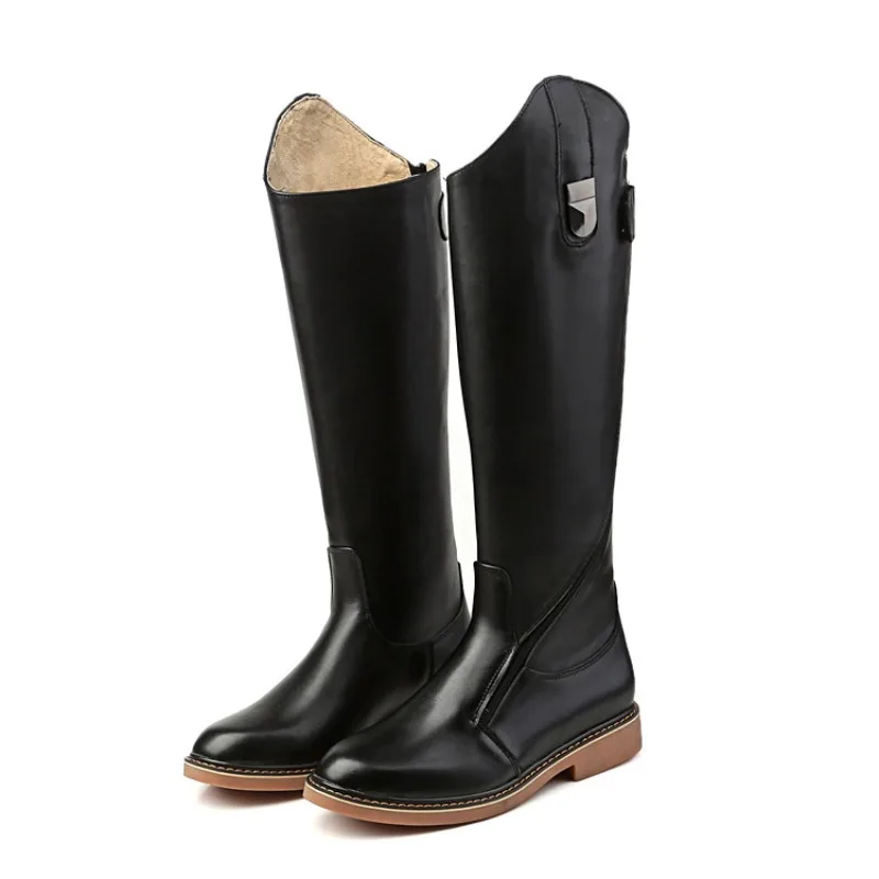 

Professional Equestrian Boots Cowhide Training Riding Boots Plus Size Men High Boots Genuine Leather