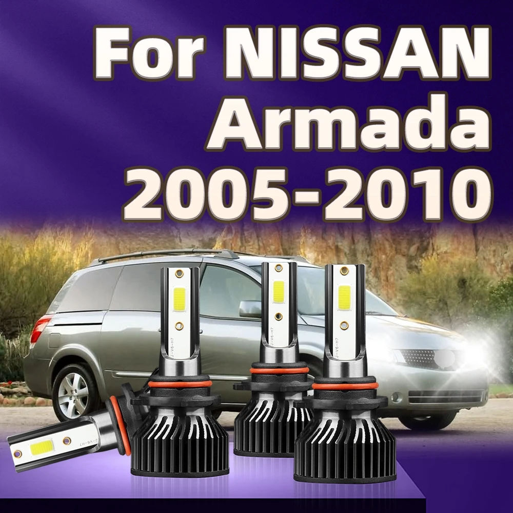 4Pcs 130W Car LED Headlight Bulb Kit 6000K 9006 9005 Lamp For NISSAN Armada 2005 2006 2007 2008 2009 2010