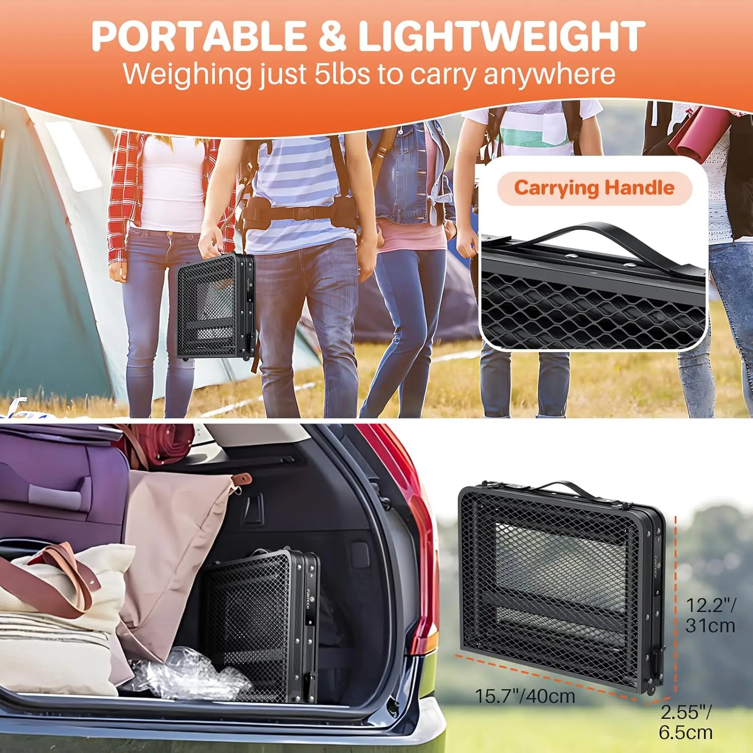 طاولة شواء قابلة للطي من FUNYKICH للخارج، 3 طاولات تخييم محمولة قابلة للتعديل، طاولة خارجية من الألومنيوم المعدني خفيف الوزن #3