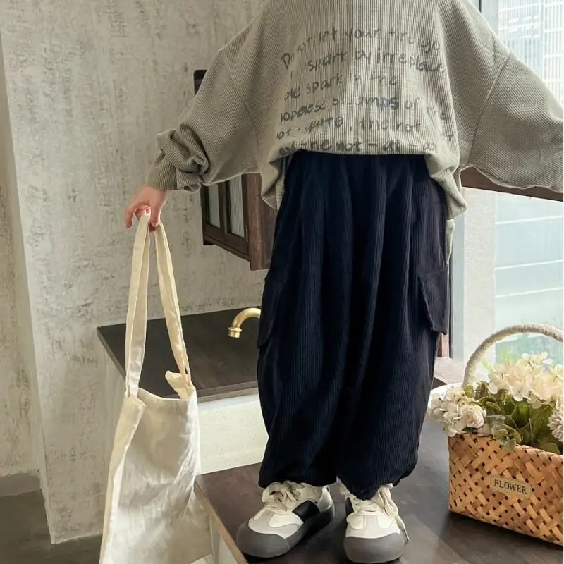 ملابس أطفال خريف جديدة لعام 2025 للأولاد والبنات سراويل البضائع على الطراز الكوري اللطيفة والوسيم سراويل فضفاضة غير رسمية متعددة الاستخدامات #6